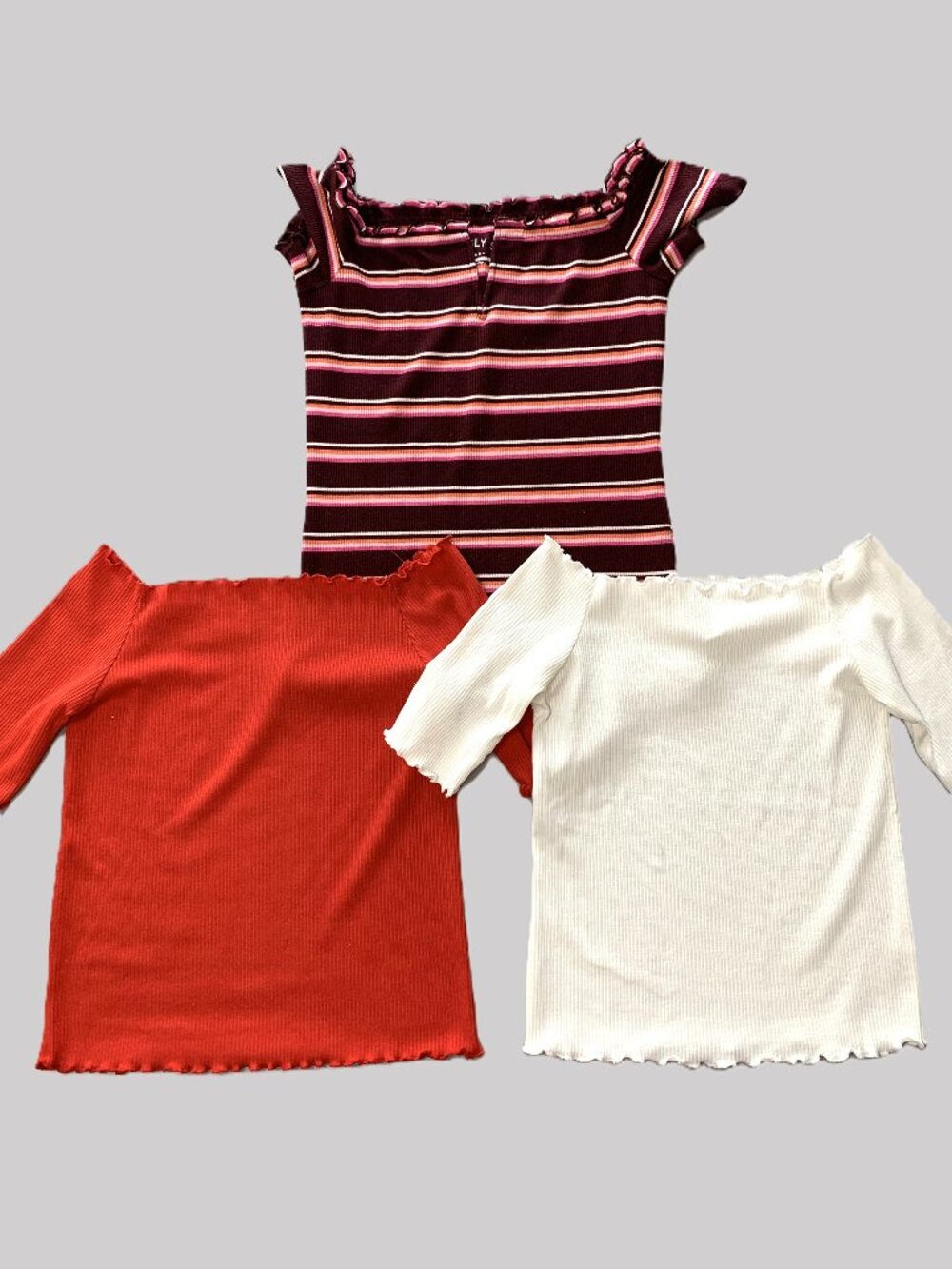 3 Off Shoulder Women Short Sleeve Shirts Aeropostale Size S
